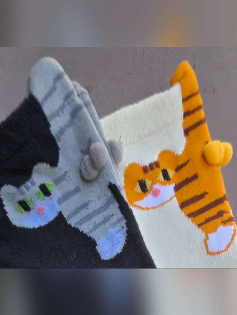 2 Pairs Comfy Cat Crew Sockd Cotton One Size Stretchy